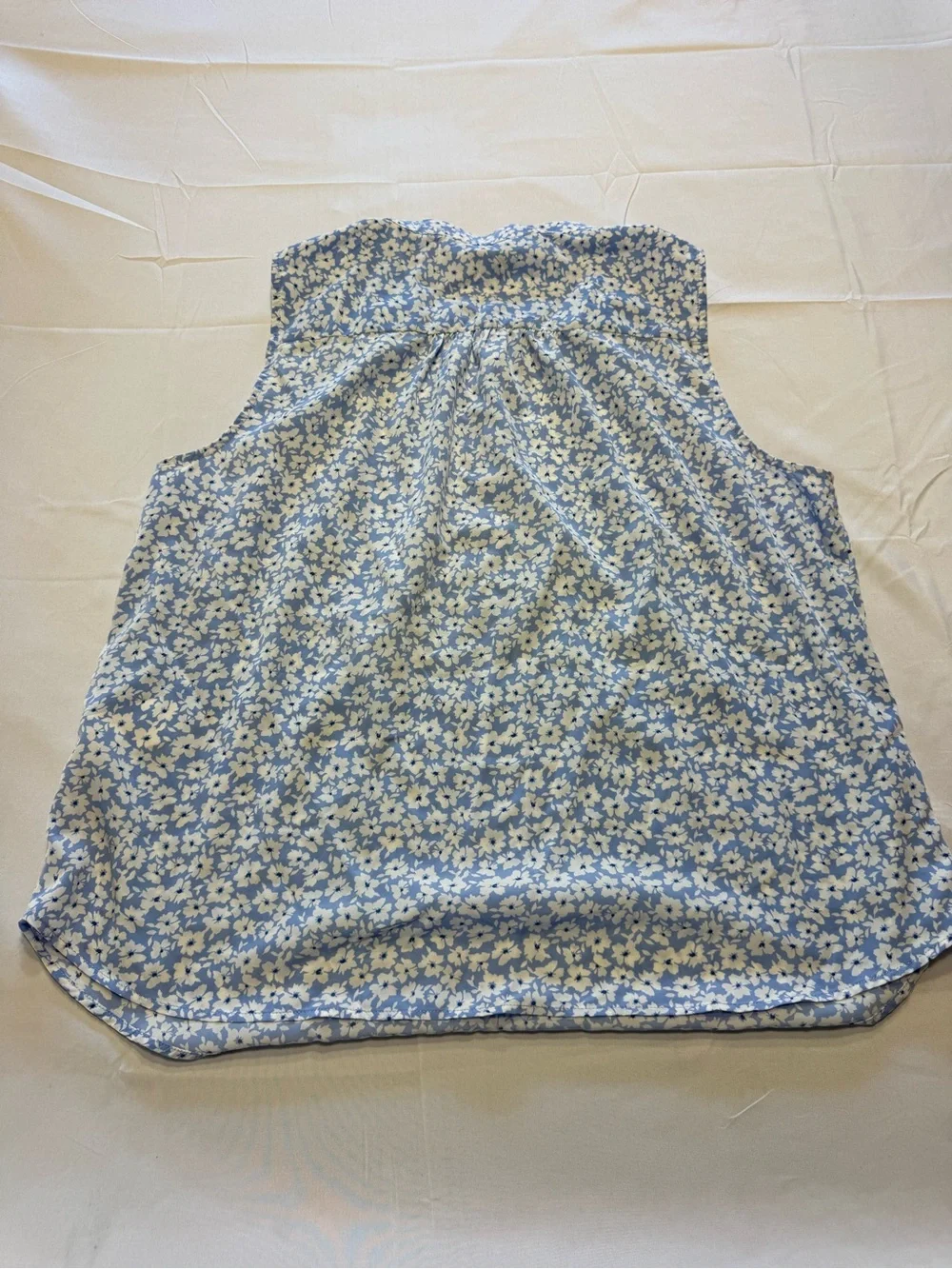 J. Crew Blue and White Floral Sleeveless Henley Camisole